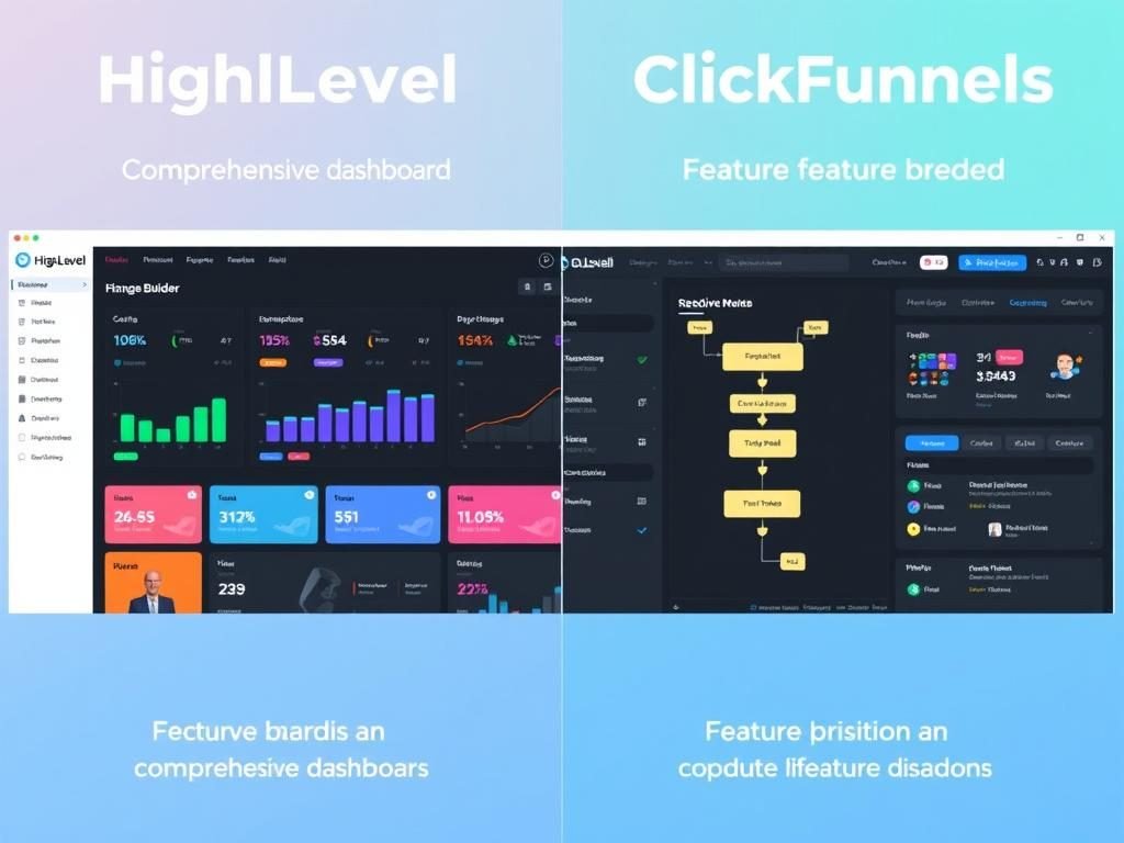 Comparison between HighLevel and ClickFunnels interfaces Comparison between HighLevel and ClickFunnels interfaces