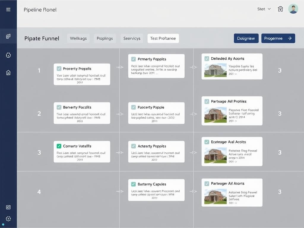 HighLevel pipeline management interface showing real estate deals HighLevel pipeline management interface showing real estate deals