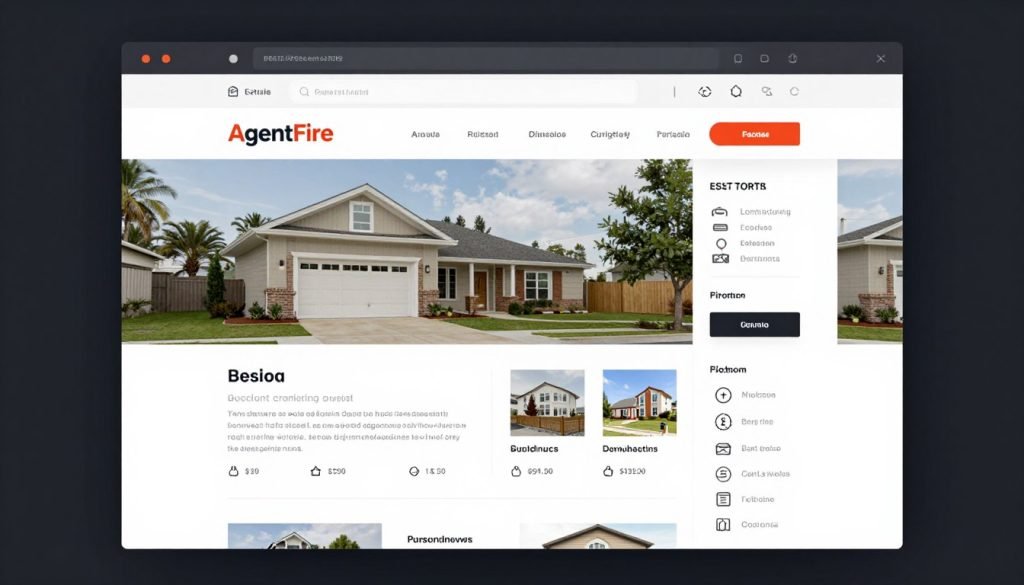AgentFire website builder dashboard showing real estate template customization AgentFire website builder dashboard showing real estate template customization