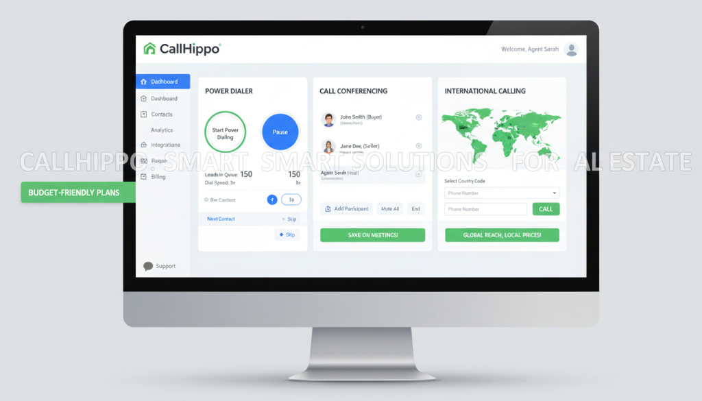 CallHippo interface showing budget-friendly features for real estate agents CallHippo interface showing budget-friendly features for real estate agents