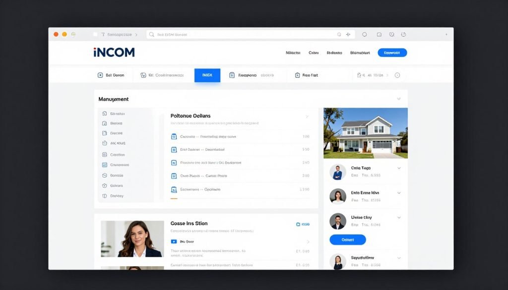 iNCOM real estate website builder showing property listing management iNCOM real estate website builder showing property listing management